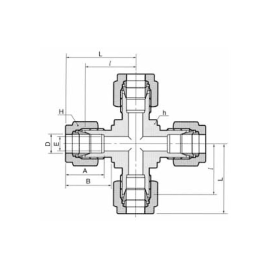 DK-LOK SS316 Union Cross DX Series