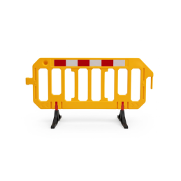 Traffic Crowd Barrier. 2m x 1m. Interlocking Barricade. Yellow with red & white sticker