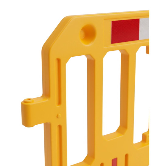 Traffic Crowd Barrier. 2m x 1m. Interlocking Barricade. Yellow with red & white sticker