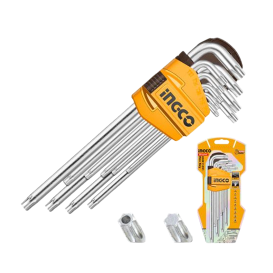 INGCO 9pcs Torx Key With Extra-Long Arm. Star Shaped Hex Key HHK13092