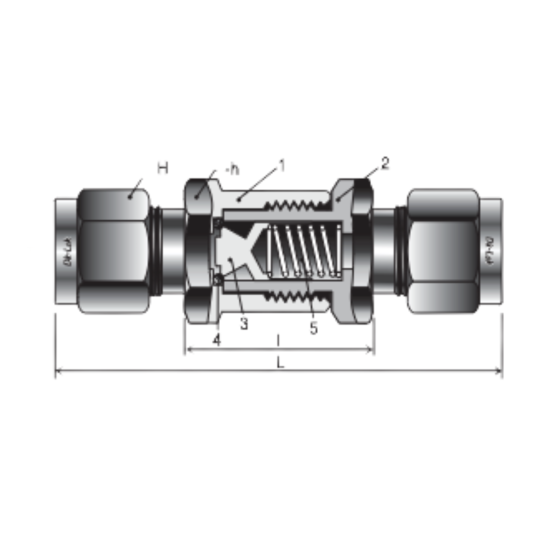 DK-LOK BRASS Poppet Check Valve (3/8" Tube Fittings 3PSI) V33C Series