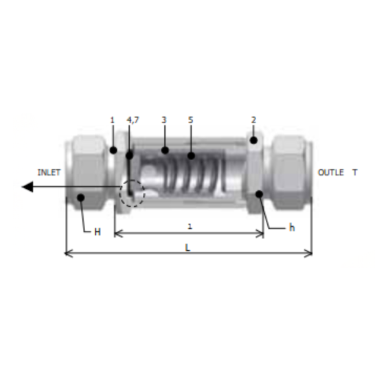DK-LOK SS316 Poppet Check Valve (3/4" FNPT Tube Fittings 1PSI) V33E Series