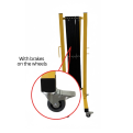 Yellow & Black Aluminium Expandable Barricade With Brakes on the Wheels. 3.5M. barrier
