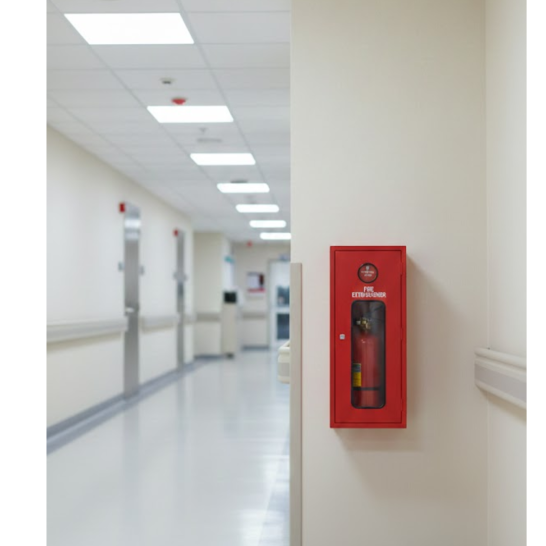 Red Steel Fire Extinguisher Cabinet 9kg | Key Lock | 305mm x 255mm x 765mm