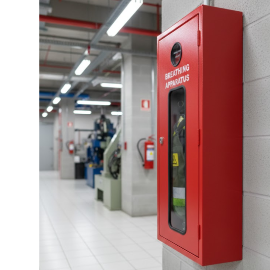 Red Steel Cabinet for Breathing Apparatus | EEBD | 340mm x 300mm x 800mm