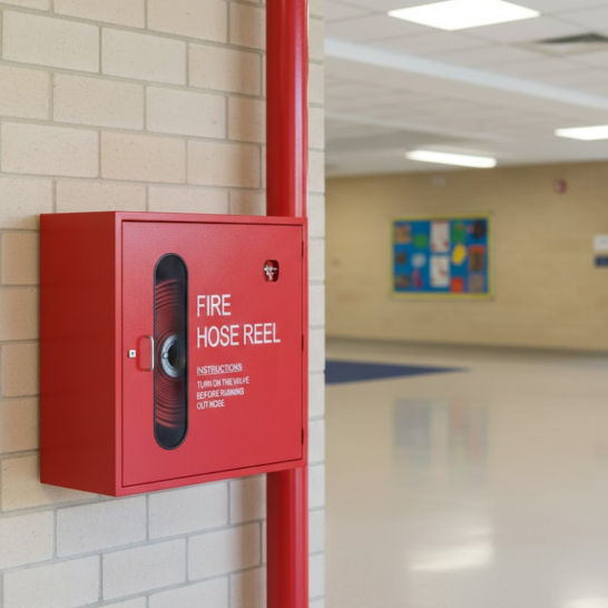 Red Steel Fire Hose Reel Cabinet | Key Lock | 800mm x 361mm x 800mm