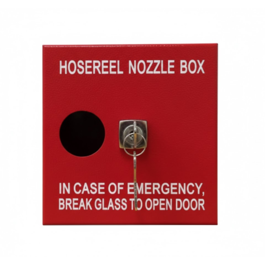 Red Steel Hosereel Nozzle Box | Key Lock | 130mm x 60mm x 130mm