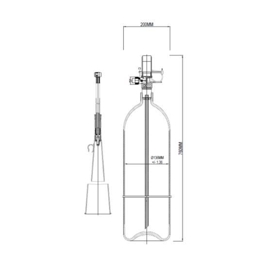 5kg CO2 Fire Extinguisher c/w Wall Bracket | Fire Rating 21B | SS EN3-7, SS EN3-9 PSB approved