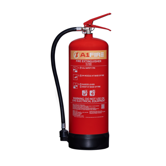 9Ltr Foam Fire Extinguisher c/w Wall Bracket | Fire Rating 21A 183B | SS EN3-7, SS EN3-8 PSB approved