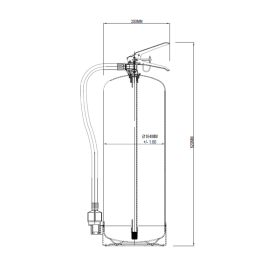 9Ltr Foam Fire Extinguisher c/w Wall Bracket | Fire Rating 21A 183B | SS EN3-7, SS EN3-8 PSB approved